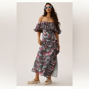 BRAND NEW Anthropologie Hutch Off-the-Shoulder Ruffled Column Dress